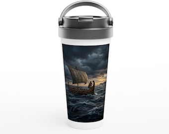 The Odyssey Ship at Sea Art Travel Mug, 15oz Stainless Steel Tumbler