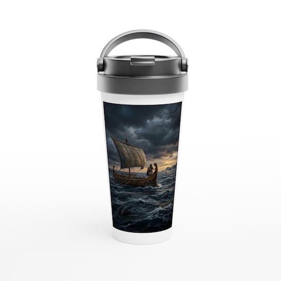 The Odyssey Ship at Sea Art Travel Mug, 15oz Stainless Steel Tumbler