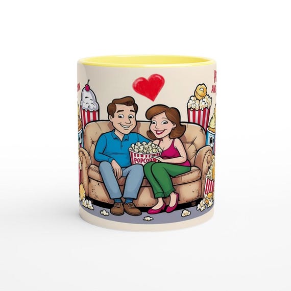 Mug for Movie Lovers - Cute Ceramic Coffee Cup Gift for Him & Her, Perfect Movie Night Accessory