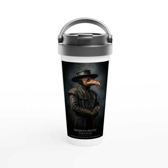 Plague Doctor Travel Mug 15oz Stainless Steel Insulated Leak-Proof Personalized Gothic Gift Cup