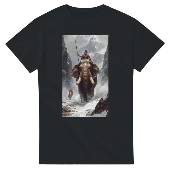 Epic Hannibal War Elephant Crossing Alps - Unisex Cotton History Tee Gift