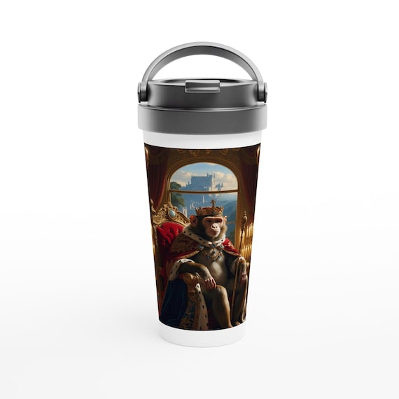Monkey Mug - Majestic Royal Monkey Artwork Travel Mug, Unique Gift for Animal Lovers & Coffee Drinkers