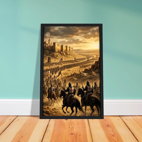Crusader Army Jerusalem Medieval History Framed Wall Art Poster Ready to Hang Military Knights Historical Print