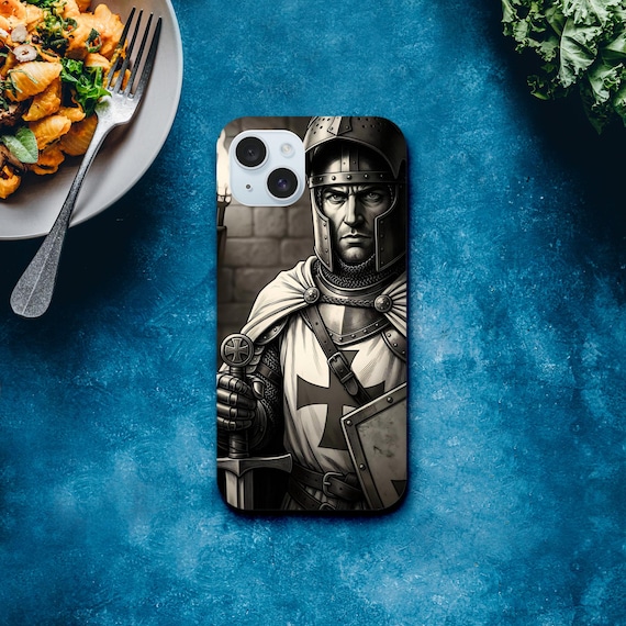 Templar Knight Phone Case Medieval Crusader Armor Tough Protective Shield iPhone Cover Historical Warrior Gift History Buff