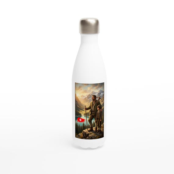 William Tell Stainless Steel Water Bottle, Swiss Legend Hiking Hydration Flask