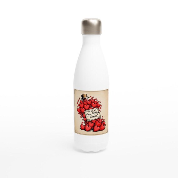 fun water container Potion No. 1 Stainless Steel Water Bottle - Whimsical Heart Design - Perfect Gift for Couples shipping included