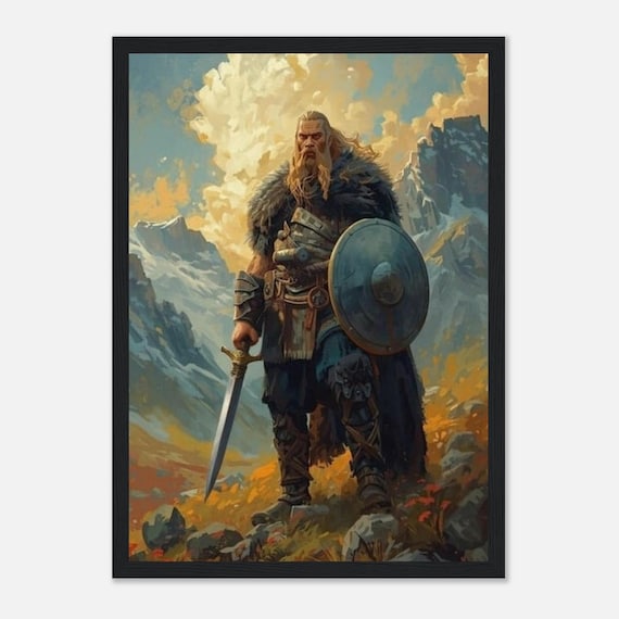 Viking Wilderness Spirit Framed Poster - Norse Art - Handmade Wall Decor