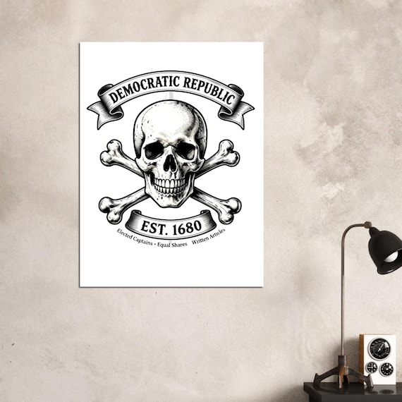 Classic Pirate Jolly Roger Skull Crossbones Fine Art Print | Vivid Giclee Poster | Unique Home Decor Gift