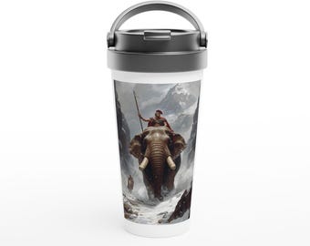 Hannibal Crossing Alps War Elephant 15oz Stainless Steel Travel Mug - Historical Ancient Military