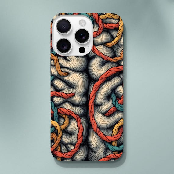 Chaotic Organized Mess Brain Illustration Phone Case - Colorful Artistic Design Protective Cover
