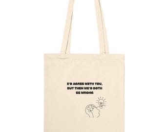 Witty Quote Eco-Friendly Cotton Tote: Large Capacity Sustainable Shopping Bag for Humorous Gift