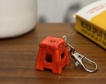 Handmade Tiny Chair Keychain, Cute Clay Bag Charm, Miniature Furniture Collectible, Unique Keyring, Collectible Gift for Design Lovers