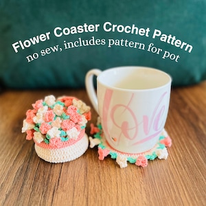 Flower Coaster Crochet Pattern with a Flower Pot Holder – Functional and Beautiful Design