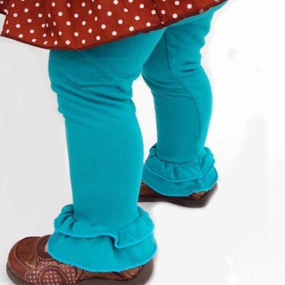 Items similar to Ruffled Baby Leggings Turquoise Size 6, 12, or 24