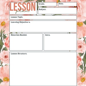 Printable Daily Lesson Plan, School Lesson Plan, PDF