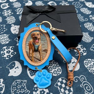 Llavero de cuero con retrato de mascota personalizado / Regalo conmemorativo personalizado para mascotas / Recuerdo de cuero hecho a mano