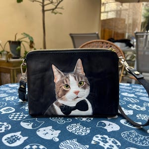 Personalisierte 3D-Haustierporträt-Ledertasche | Handgefertigte Crossbody-Kunst