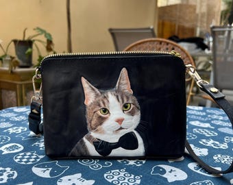 Custom 3D Pet Portrait Leather Bag – Personalized Crossbody Gift