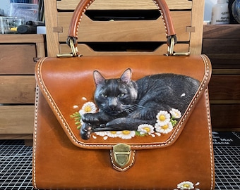 Custom Pet Portrait Leather Bag