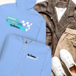 F1 Merch George Russel Hoodie Formel 1 George Russel Blue Petronas Mercedes Formel 1 Merchandise Fan Geschenk