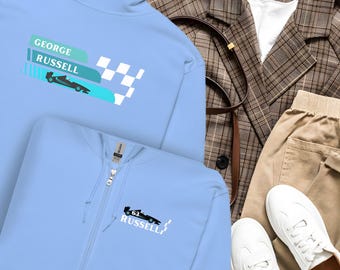 Sudadera con capucha George Russell Mercedes F1, Sudadera azul Petronas Racing, Regalo para aficionados a la Fórmula 1, Sudadera con capucha de deportes de motor