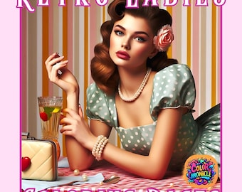 Retro Women Coloring Book: Grayscale Vintage Ladies (PDF Download)