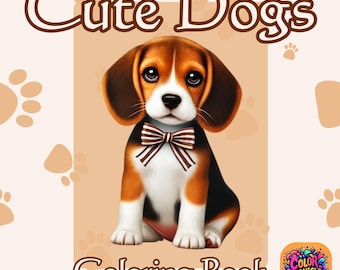 Libro para colorear de cachorros adorables, 50 páginas de razas de perros (descarga digital)