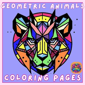 40 Geometric Animals Coloring Pages, Animals Coloring Book, Polygon Geometric Animal Art Coloring Sheets, Easy Animal Coloring Printable PDF