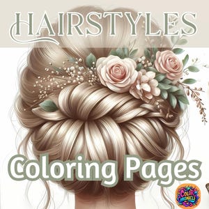 50 Women Hairstyles Coloring Book, Grayscale Coloring Book, Hairstyle Coloring Book, Coloring Sheets, Hairstyles Coloring Pages in PDF