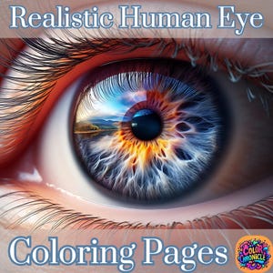 30 Realistic Human Eye Grayscale Coloring Pages Adult Coloring Book, Enchanted Eyes Coloring Page, Instant Download, Printable PDF File