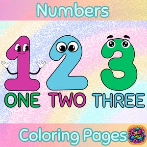 10 Numbers Printable Coloring Page Worksheets for Preschool Kindergarten Homeschool, Worksheet Activity Instant Download Kids Coloring Pages