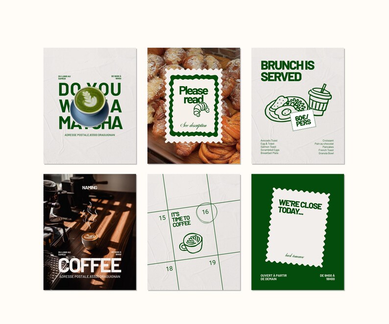 Social Media Kit för kaféer i Canva | Instagram-mallar i paket | 30 inlägg, 15 berättelser, menymall, AI-foton, redigerbar Canva gratis bild 12