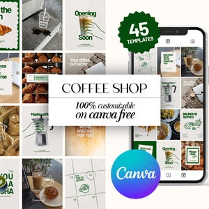 Social Media Kit för kaféer i Canva | Instagram-mallar i paket | 30 inlägg, 15 berättelser, menymall, AI-foton, redigerbar Canva gratis bild 1