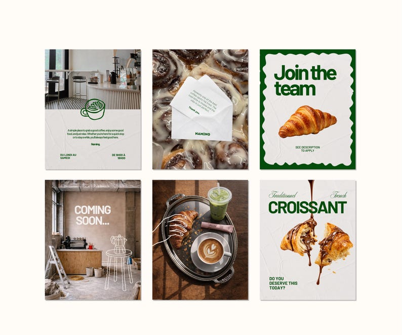 Social Media Kit för kaféer i Canva | Instagram-mallar i paket | 30 inlägg, 15 berättelser, menymall, AI-foton, redigerbar Canva gratis bild 7