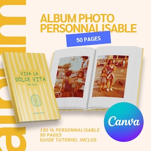 Customizable Photo Album - Italy Travel - Original Gift - 50 Page Photo Album - 100% Customizable - Canva FREE