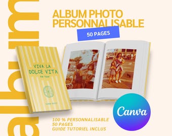 Customizable Photo Album - Italy Travel - Original Gift - 50 Page Photo Album - 100% Customizable - Canva FREE