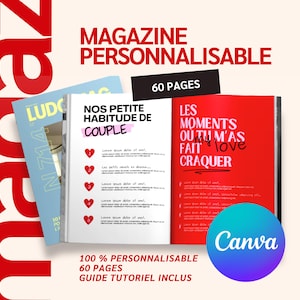 Magazine édition couple - Cadeau saint-valentin - Anniversaire - 1 an de relation - Cadeau personnalisable - boy/girl - 60 pages - Original