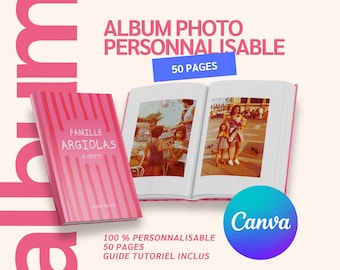 Anpassningsbar fotoalbummall - Familjeutgåva - Originalpresent - 50-sidigt fotoalbum - 100 % anpassningsbart - Canva GRATIS