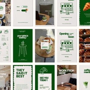 Social Media Kit för kaféer i Canva | Instagram-mallar i paket | 30 inlägg, 15 berättelser, menymall, AI-foton, redigerbar Canva gratis bild 5