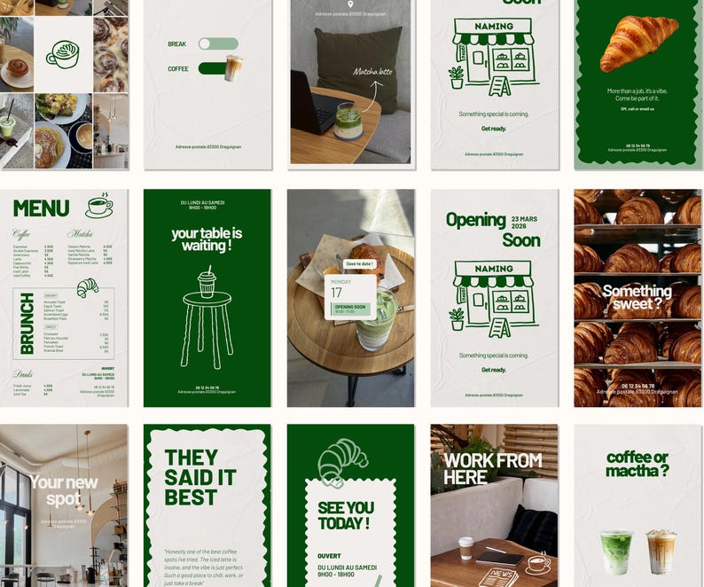 Social Media Kit för kaféer i Canva | Instagram-mallar i paket | 30 inlägg, 15 berättelser, menymall, AI-foton, redigerbar Canva gratis bild 5