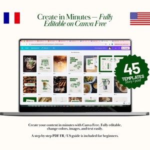 Social Media Kit för kaféer i Canva | Instagram-mallar i paket | 30 inlägg, 15 berättelser, menymall, AI-foton, redigerbar Canva gratis bild 8