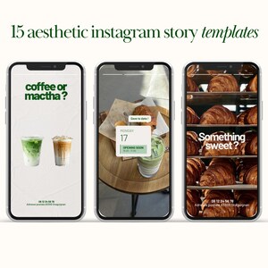 Social Media Kit för kaféer i Canva | Instagram-mallar i paket | 30 inlägg, 15 berättelser, menymall, AI-foton, redigerbar Canva gratis bild 4