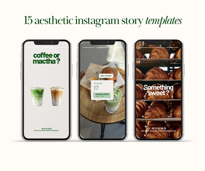 Social Media Kit för kaféer i Canva | Instagram-mallar i paket | 30 inlägg, 15 berättelser, menymall, AI-foton, redigerbar Canva gratis bild 4