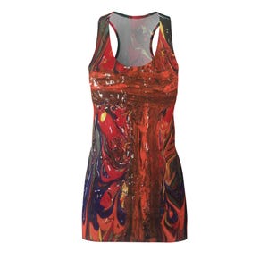 Vibrant Women&#39;s Racerback Dress, Artful Cut & Sew Sundress, Perfect for Summer, Festivals, Beach Days, Casual Outings