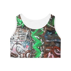 Abstract Patterns Sports Bra, Workout Wear, Fitness Top, Activewear, Yoga Bra, Stylish Gym Apparel, Comfortable Sports Bra