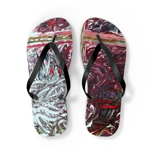 Artistic Flip Flops for Summer Fun, Casual Beachwear, Vacation Footwear, Unique Sandals, Gift for Her