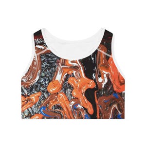 Abstract Art Sports Bra, Unique Workout Top, Fitness Wear, Gym Apparel, Activewear for Women, Holiday Gift Idea