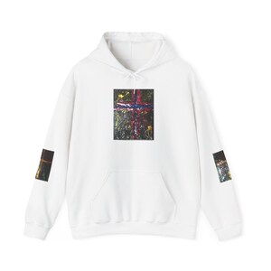 Artistic Cross Design Hooded Sweatshirt | Unisex Sweatshirt for Comfort and Style | Unique Gift for Art Lovers, Casual Wear, Cozy Layers