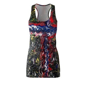 Vibrant Women&#39;s Racerback Dress, Colorful Summer Dress, Stylish Athleisure, Perfect for Festivals, Casual Outing, Dance