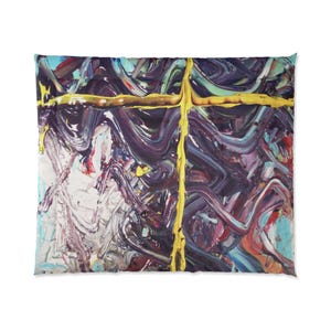 Artistic Abstract Comforter, Cozy Bedding, Modern Home Decor, Unique Bedroom Design, Gift for Art Lovers